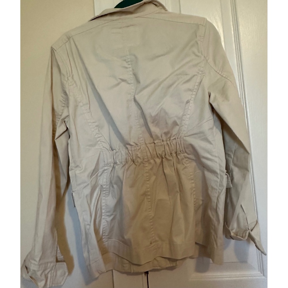 Banana Republic Utility Jacket Beige Cotton Blend  Collar Zip‎ Women's Small - Picture 6 of 7